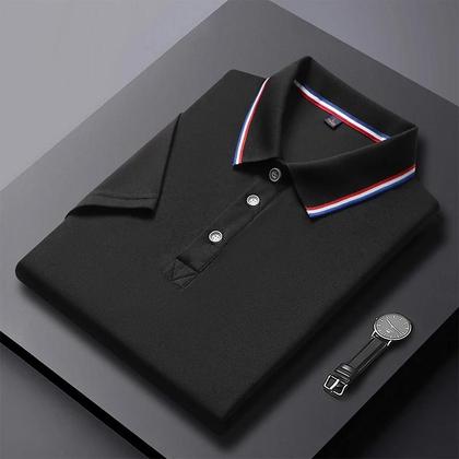 Imagem de Camisa Polo Masculina 2024 Cor Sólida Negócios Colarinho Formais Verão Manga Curta Top Para Homens