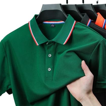 Imagem de Camisa Polo Masculina Casual De Manga Curta Em Cor Sólida, Moda De Verão, Confortável E Versátil