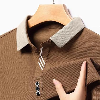 Imagem de Camisa Polo Masculina Casual De Negócios De Manga Longa, Cor Sólida, Respirável, Confortável E