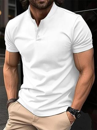 Imagem de Camisa Polo Masculina Casual - Manga Curta, Cor Sólida, Primavera/Verão