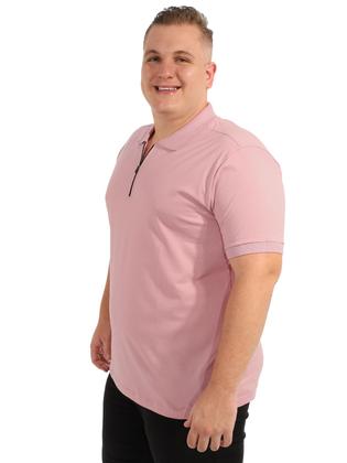 Imagem de Camisa Polo Plus Size Masculina Anistia com Zíper e Punho Rosa