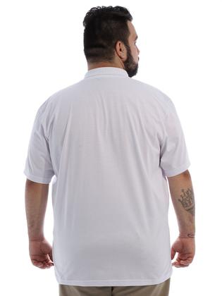Camisa Polo Plus Size Masculina Com Bolso Básica Branca