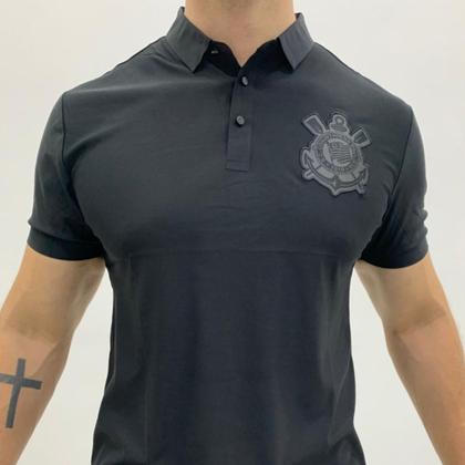 Imagem de Camisa Polo Preta Corinthians 2025 Uniforme Away Blackout