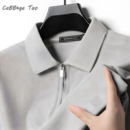 Imagem de Camisa Polo Slim Fit Masculina Casual De Verão Respirável Com Zíper Curto E Manga Curta Em Cor