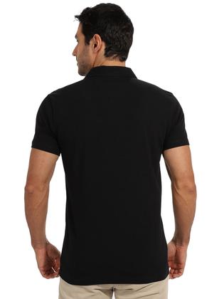Imagem de Camisa Polo Zíper Anistia Masculina Algodão com Elastano Preta