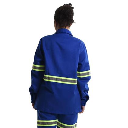 Imagem de Camisa Profissional Brim Leve Elástico Punhos Faixa Refletiva Azul Royal