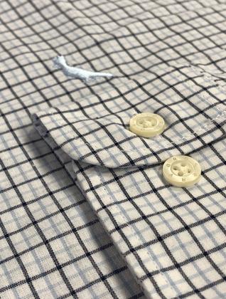 Imagem de Camisa Reserva Masculina Office Enxuto Grid Duplo Dust Azul