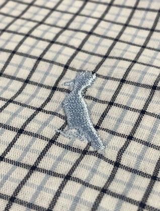 Imagem de Camisa Reserva Masculina Office Enxuto Grid Duplo Dust Azul