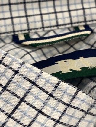 Imagem de Camisa Reserva Masculina Office Enxuto Grid Duplo Dust Azul