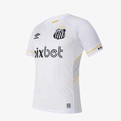 Imagem de Camisa Santos I 23/24 s/n Torcedor Umbro Masculina - Branco+Amarelo