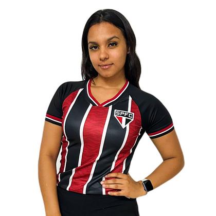 Imagem de Camisa São Paulo Baby Look Tricolor Listras - Feminina