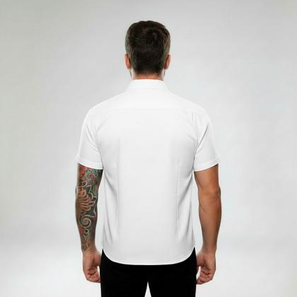 Imagem de Camisa Social Branca Lisa Masculina Manga Curta Slim Fit