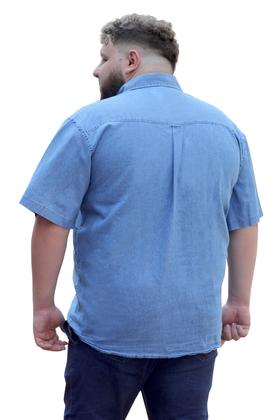 Imagem de Camisa Social Jeans Masculina Plus Size Kit 2 Peças