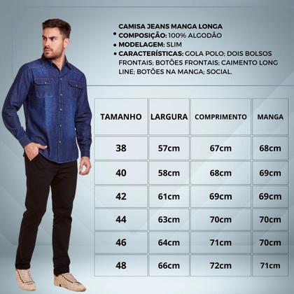 Imagem de Camisa Social Jeans Masculina Premium