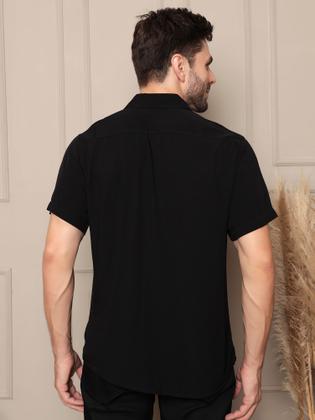 Imagem de Camisa Social Lisa Masculina Manga Curta P M G GG