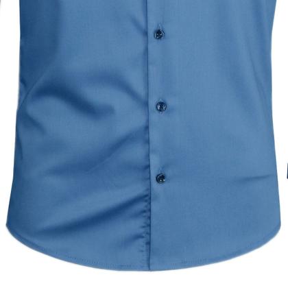 Imagem de Camisa Social Manga Longa Masculina Sem Bolso Luxuosa Slim