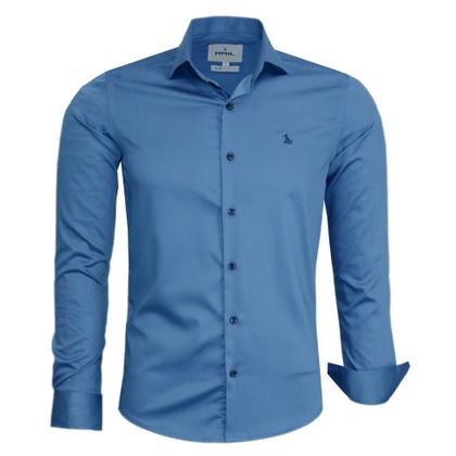 Imagem de Camisa Social Manga Longa Masculina Sem Bolso Luxuosa Slim