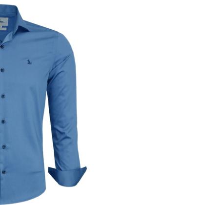 Imagem de Camisa Social Manga Longa Masculina Sem Bolso Luxuosa Slim