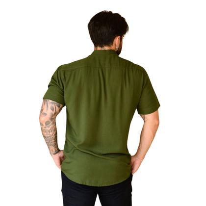 Imagem de Camisa Social Masculina Gola Padre Manga Curta Slim Fit
