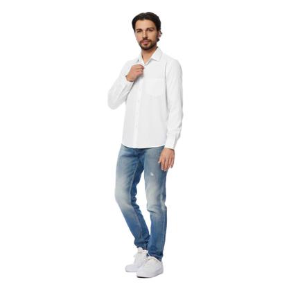 Imagem de Camisa Social Masculina Manga Longa com Bolso 95% Poliéster