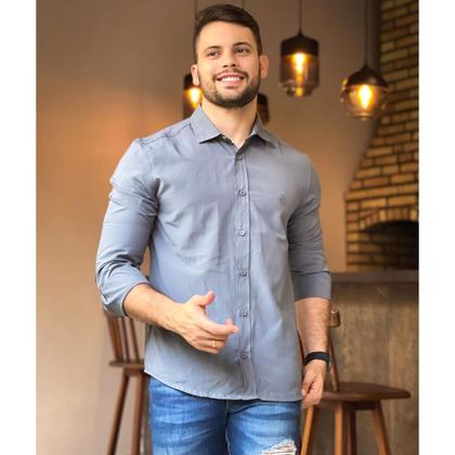 Imagem de Camisa Social Masculina Manga Longa Linho Slim Linha Premium Luxo Não Amassa