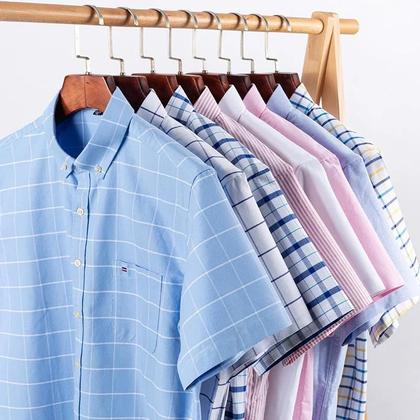 Camisa Social Masculina Oxford 100% Algodão - Manga Curta, Xadrez, com Bolso (P-7XL) Imagem de Camisa Social Masculina Oxford 100% Algodão - Manga Curta, Xadrez, com Bolso (P-7XL)