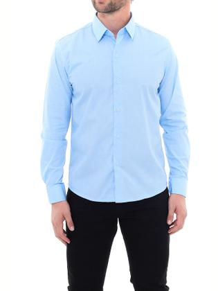 Imagem de Camisa Social Masculina Premium Tipo Linho Azul Claro