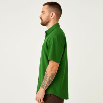 Imagem de Camisa Social Masculina Verde Manga Curta De Botão Viscose