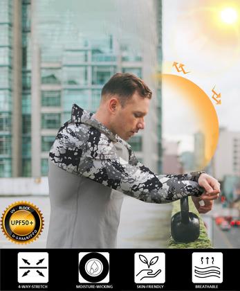 Imagem de Camisa solar com capuz WELIGU de manga comprida UPF 50+ com proteção UV