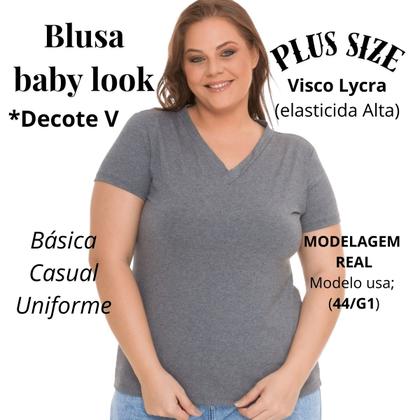 Imagem de Camisa T-shirts Plus Size Blusa Decote V Lisa 3013.6.C2