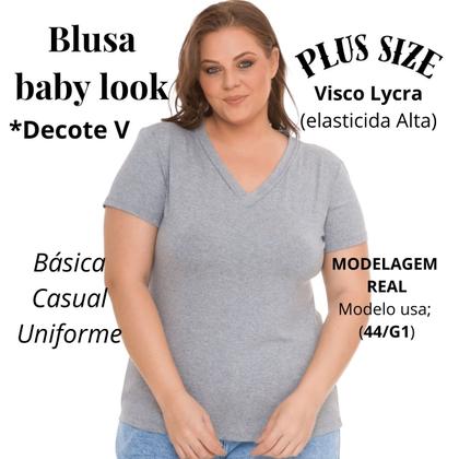 Imagem de Camisa T-shirts Plus Size Blusa Decote V Lisa 3013.6.C2