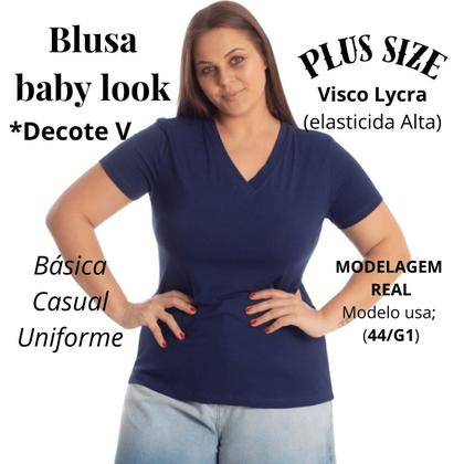 Imagem de Camisa T-shirts Plus Size Blusa Decote V Lisa 3013.6.C2