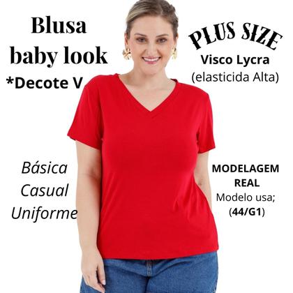 Imagem de Camisa T-shirts Plus Size Blusa Decote V Lisa 3013.6.C2