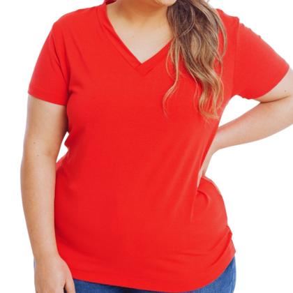 Imagem de Camisa T-shirts Plus Size Blusa Decote V Lisa 3013.6.C2