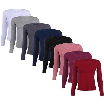 Imagem de Camisa Térmica Feminina Peluciada Manga Longa Segunda Pele Com Proteção UV 50+ Ideal Para Inverno Blusa Flanelada