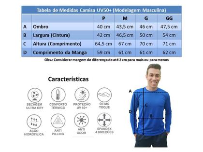 Imagem de Camisa UV Masculina Manga Longa Praia Camiseta Proteção Solar 50+ Térmica Piscina Ciclismo