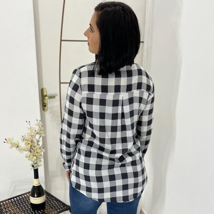Blusa De Natal 'Acredite' Manga Longa - Estampa Xadrez E Árvore