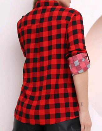 Imagem de Camisa Xadrez Feminina Viscose Festa Junina Manga Longa