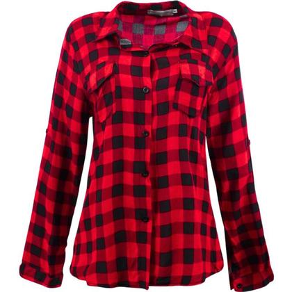 Imagem de Camisa Xadrez Flanelada Manga Longa Sortida Femininacom Bolso na Blusa