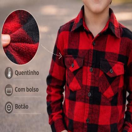 Imagem de camisa xadrez infantil flanelada manga longa menino unissex camisa festa junina flanela