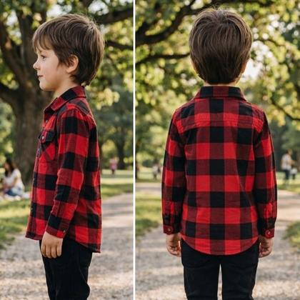 Imagem de camisa xadrez infantil flanelada manga longa menino unissex camisa festa junina flanela
