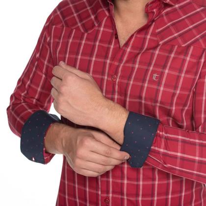 Imagem de Camisa Xadrez Manga Longa Masculina Teodoro Botões Casual