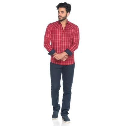 Imagem de Camisa Xadrez Manga Longa Masculina Teodoro Botões Casual