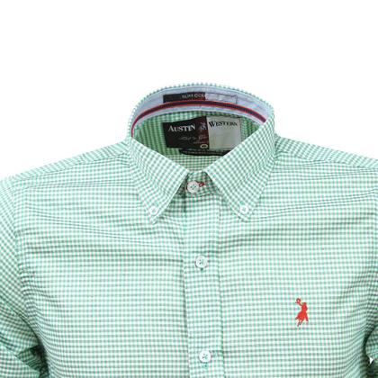 Imagem de Camisa Xadrez Masculina Manga Longa Verde Austin Western 38368