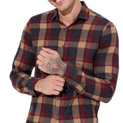 Imagem de Camisa xadrez masculina premium manga longa