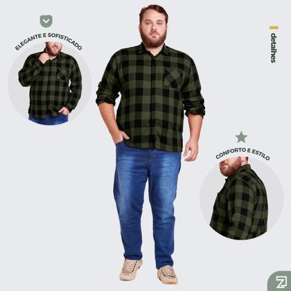 Imagem de Camisa Xadrez Plus Size Masculino Flanelado Manga Longa