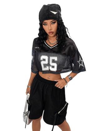 Imagem de Camisas Crop Top SOLY HUX Jersey para mulheres Y2k Streetwear
