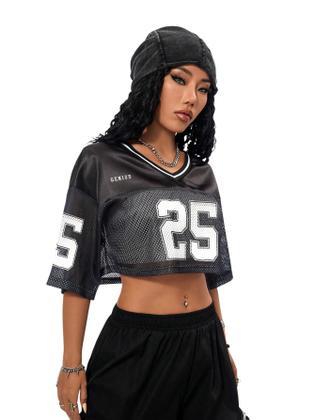 Imagem de Camisas Crop Top SOLY HUX Jersey para mulheres Y2k Streetwear