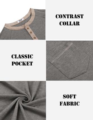 Imagem de Camisas Henley COOFANDY para homens de manga curta cinza claro