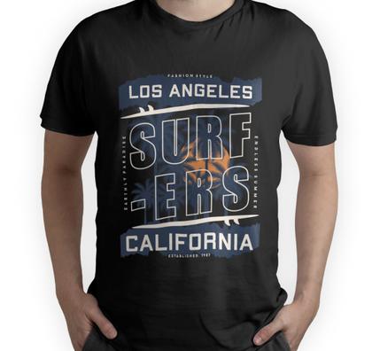 Imagem de Camiseta 100% Algodão Gola Canoa Estampa Surf Palmeiras